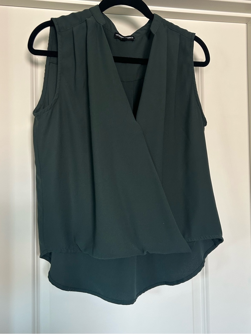 Sleeveless Wrap-Front Blouse in Dark Teal